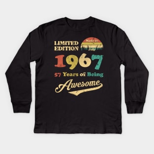 Made In July 1967 57 Years Of Being Awesome Vintage 57th Birthday Kids Long Sleeve T-Shirt